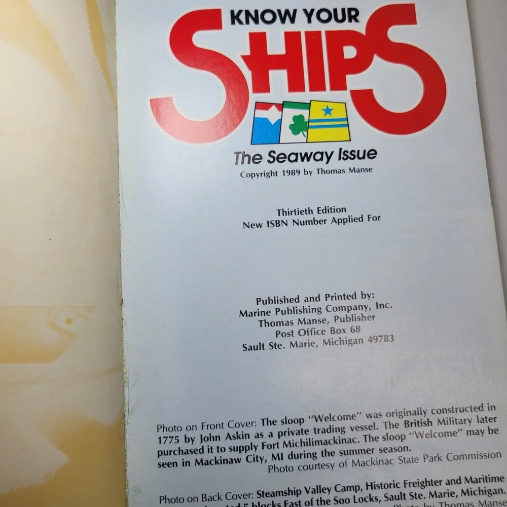 Know Your Ships 1989 Seaway Issue 30th Edition Great Lakes Vessels